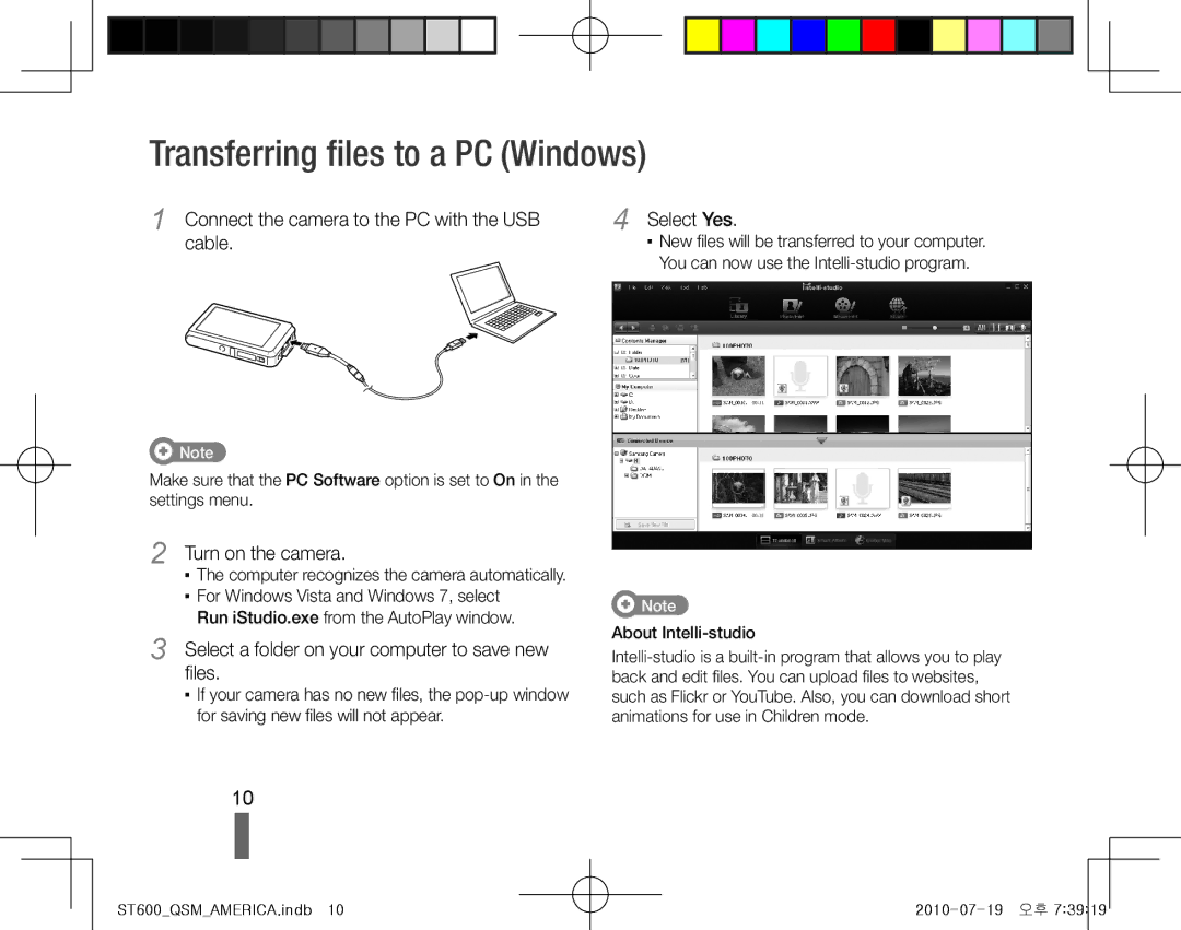 Samsung EC-ST600ZBPGE2 Transferring files to a PC Windows, Connect the camera to the PC with the USB cable, Select Yes 