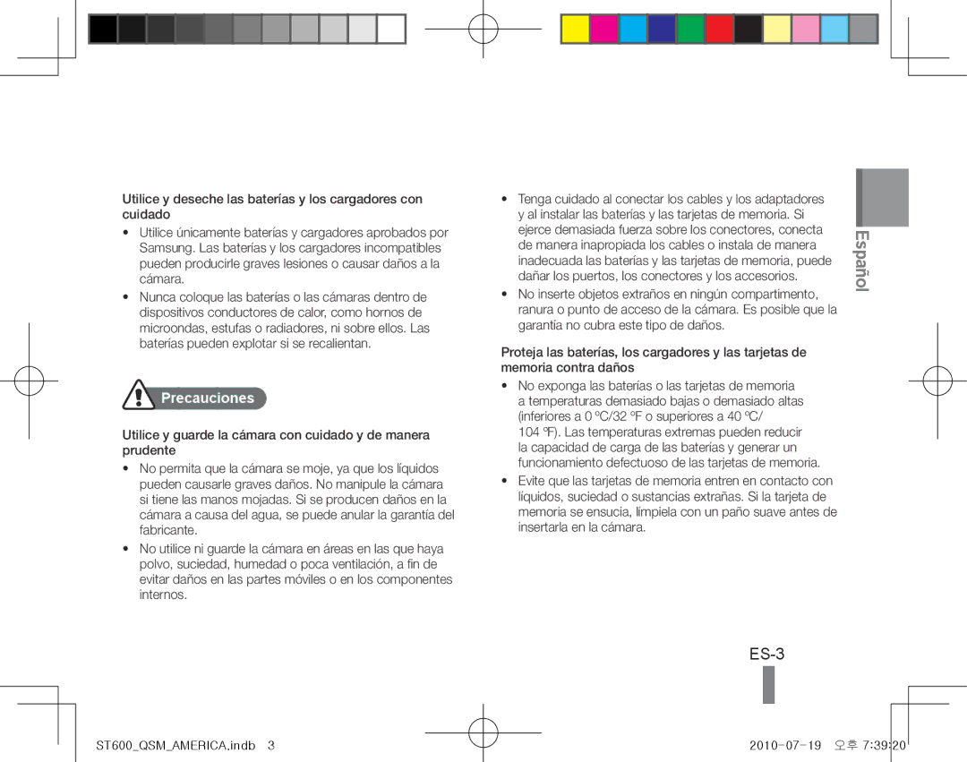 Samsung EC-ST600ZBPPE2, EC-ST600ZBPLE1, EC-ST600ZBPBE1 manual ES-3, Dañar los puertos, los conectores y los accesorios 