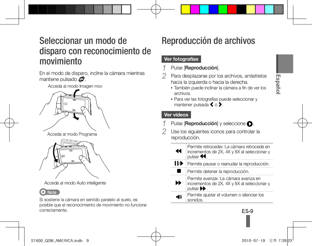 Samsung EC-ST600ZDDGTH, EC-ST600ZBPLE1, EC-ST600ZBPBE1 manual Reproducción de archivos, ES-9, Ver fotografías, Ver vídeos 