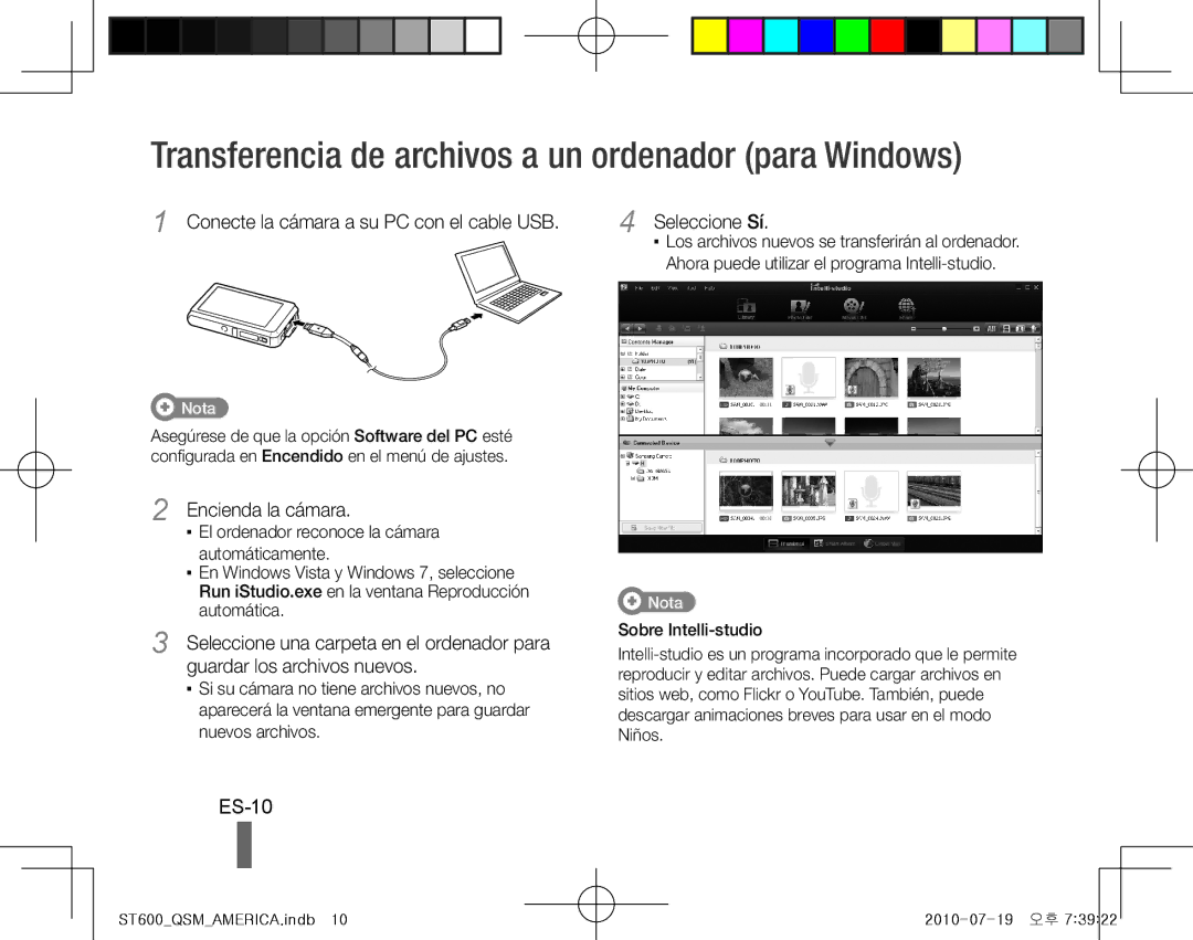 Samsung EC-ST600ZBPGIL Transferencia de archivos a un ordenador para Windows, ES-10, Encienda la cámara, Seleccione Sí 