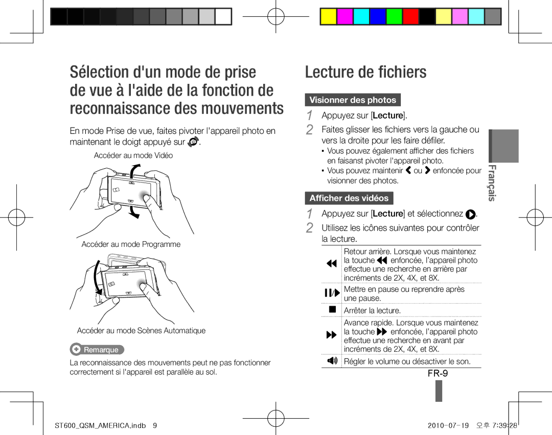 Samsung EC-ST600ZBDBVN, EC-ST600ZBPLE1, EC-ST600ZBPBE1, EC-ST600ZBPBIT manual Lecture de fichiers, FR-9, Visionner des photos 