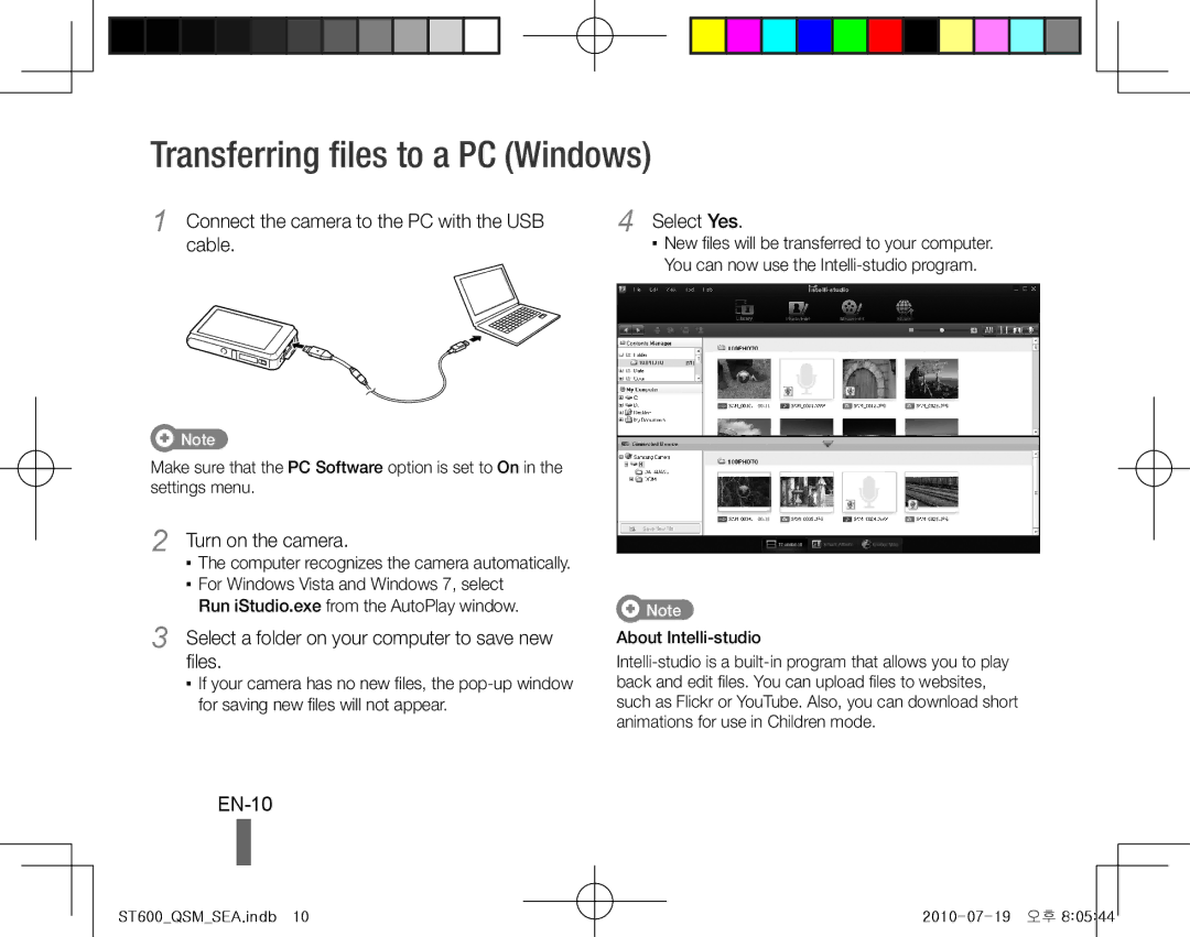 Samsung EC-ST600ZBPGE2, EC-ST600ZBPLE1, EC-ST600ZBPBE1, EC-ST600ZBPBIT manual Transferring files to a PC Windows, EN-10 