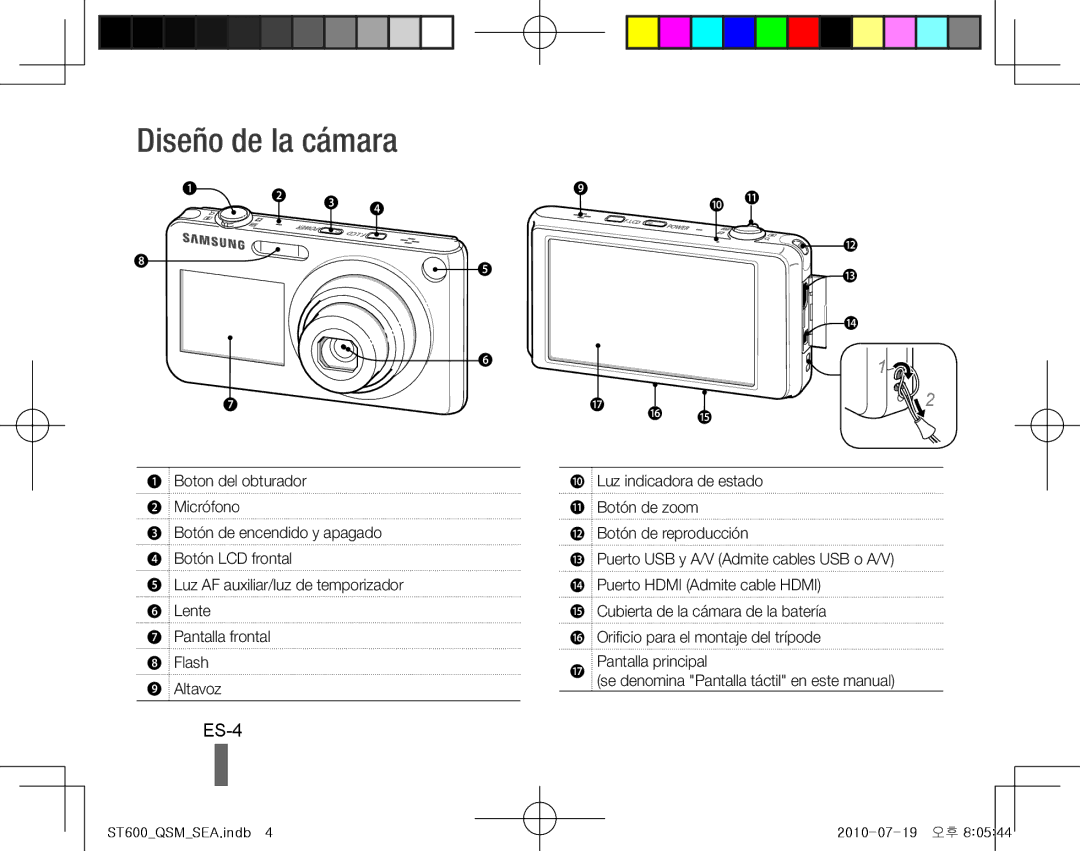 Samsung EC-ST600ZBPGRU, EC-ST600ZBPLE1, EC-ST600ZBPBE1, EC-ST600ZBPBIT, EC-ST600ZBPPIT manual Diseño de la cámara, ES-4 