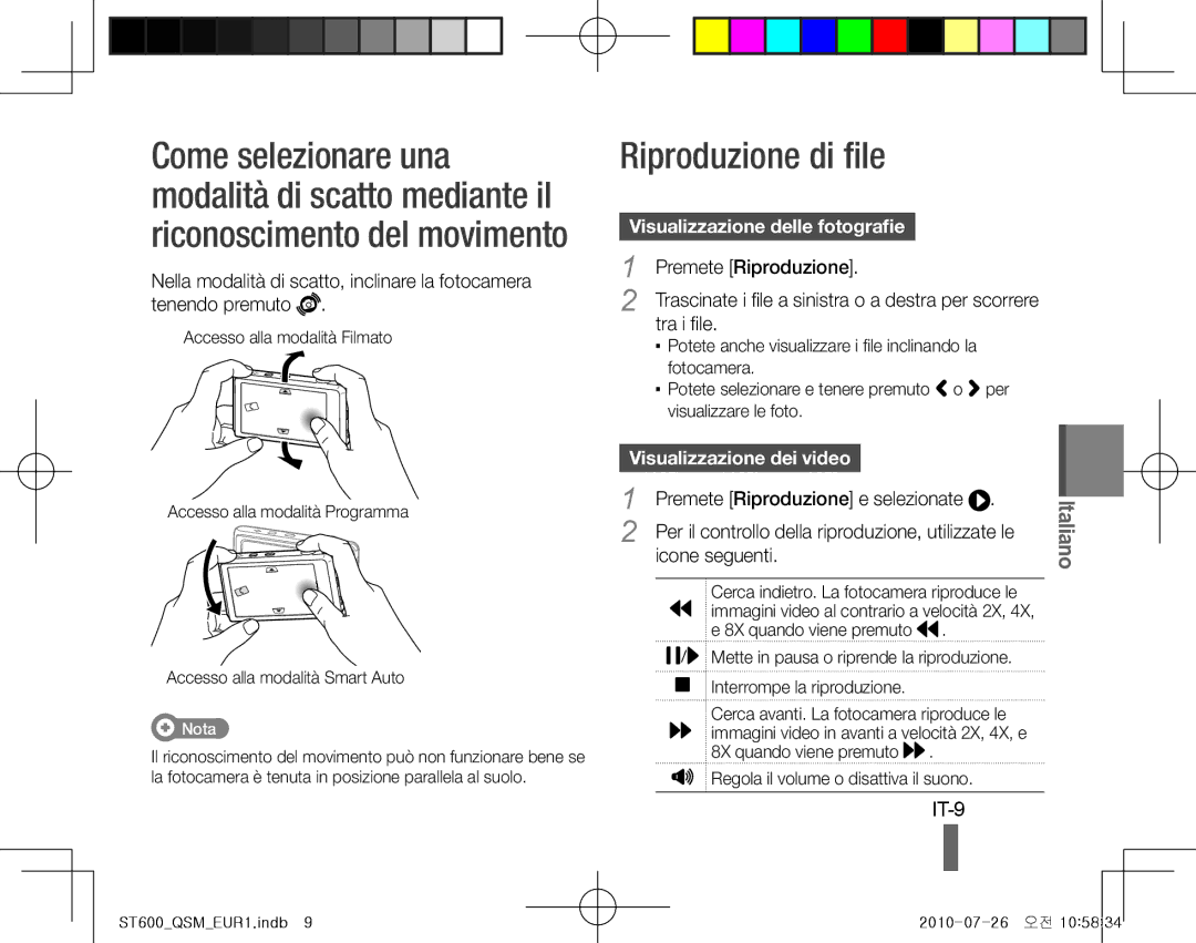 Samsung EC-ST600ZBPBGB, EC-ST600ZBPLE1, EC-ST600ZBPBE1 manual Riproduzione di file, IT-9, Visualizzazione delle fotografie 