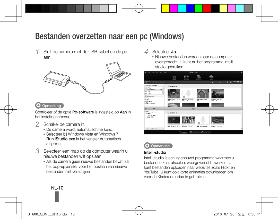 Samsung EC-ST600ZBPPRU, EC-ST600ZBPLE1, EC-ST600ZBPBE1, EC-ST600ZBPBIT manual Bestanden overzetten naar een pc Windows, NL-10 