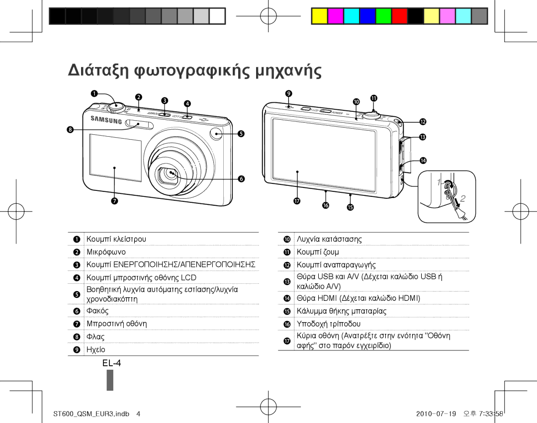 Samsung EC-ST600ZBPPRU, EC-ST600ZBPLE1, EC-ST600ZBPBE1, EC-ST600ZBPBIT, EC-ST600ZBPPIT Διάταξη φωτογραφικής μηχανής, EL-4 