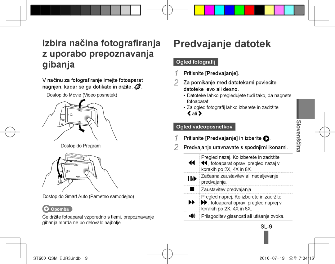 Samsung EC-ST600ZDDGTH, EC-ST600ZBPLE1, EC-ST600ZBPBE1 Predvajanje datotek, SL-9, Ogled fotografij, Ogled videoposnetkov 