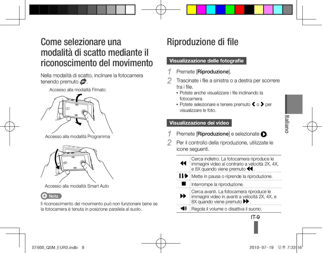 Samsung EC-ST600ZBPLRU, EC-ST600ZBPLE1, EC-ST600ZBPBE1 manual Riproduzione di file, IT-9, Visualizzazione delle fotografie 