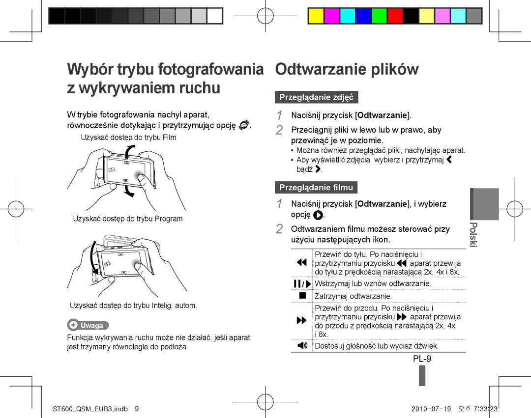 Samsung EC-ST600ZBPBGB, EC-ST600ZBPLE1, EC-ST600ZBPBE1, EC-ST600ZBPBIT, EC-ST600ZBPPIT manual PL-9, Przeglądanie filmu 