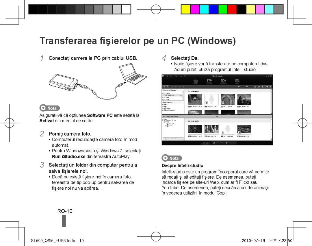 Samsung EC-ST600ZBPBIT, EC-ST600ZBPLE1, EC-ST600ZBPBE1, EC-ST600ZBPPIT manual Transferarea fişierelor pe un PC Windows, RO-10 