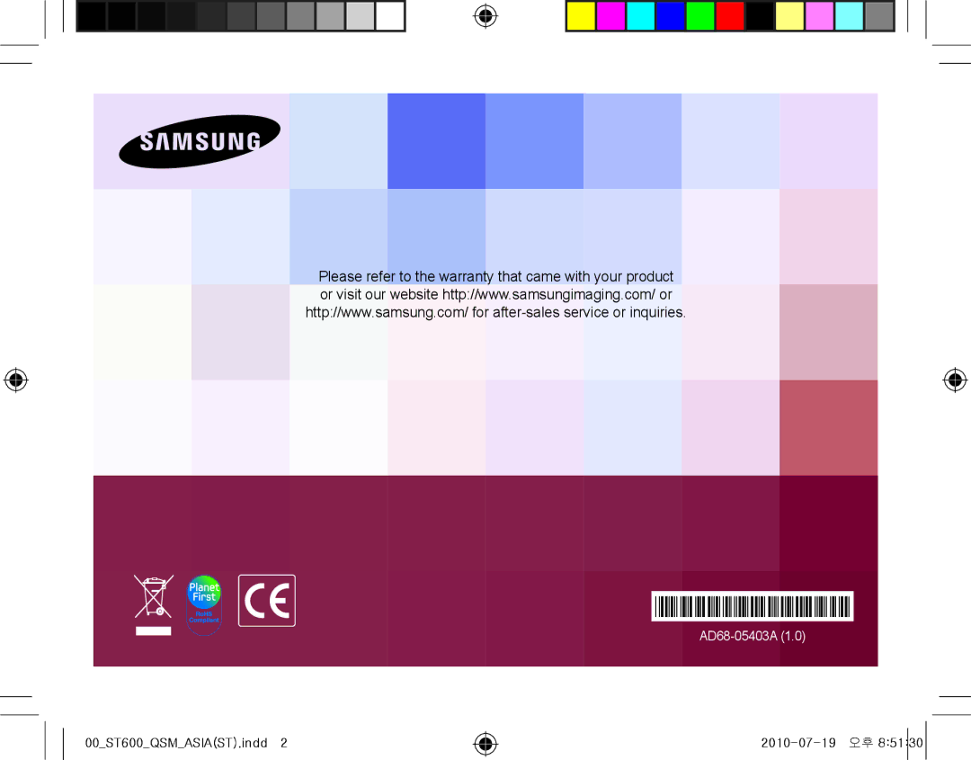 Samsung EC-ST600ZBPGE1, EC-ST600ZBPLE1, EC-ST600ZBPBE1, EC-ST600ZBPBIT, EC-ST600ZBPPIT, EC-ST600ZBPLIT manual AD68-05403A 