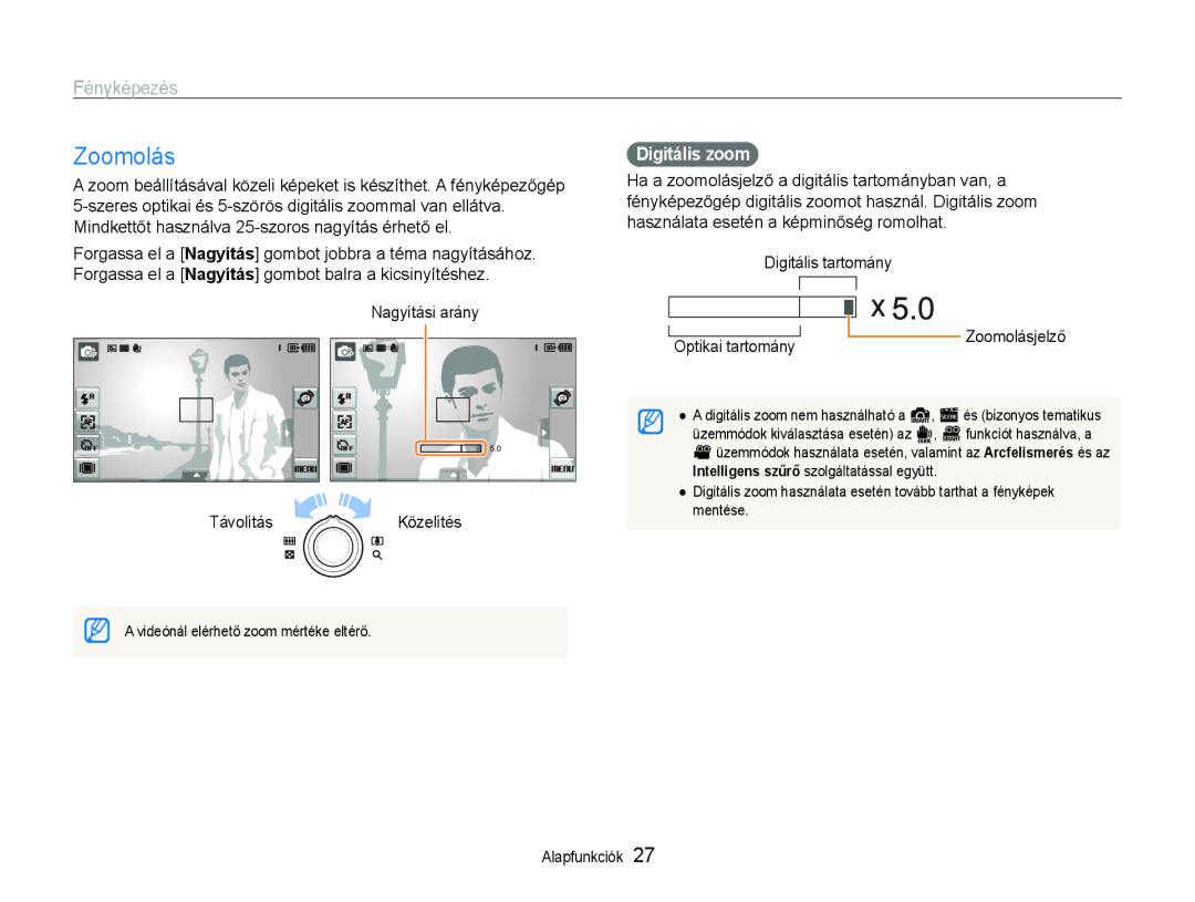 Samsung EC-ST600ZBPGE3, EC-ST600ZBPPIT Zoomolás, Nagyítási arány Távolítás Közelítés, Digitális zoom, Optikai tartomány 