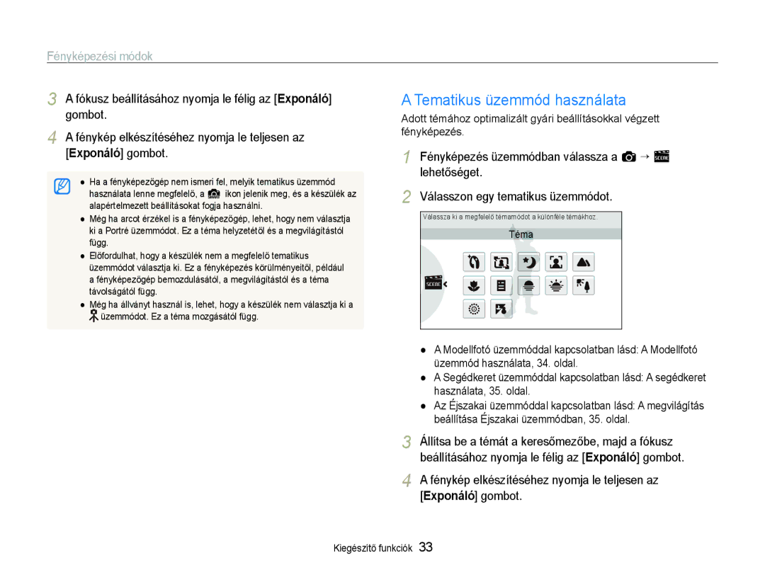 Samsung EC-ST600ZBPGE3, EC-ST600ZBPPIT, EC-ST600ZBPBE3 manual Tematikus üzemmód használata 