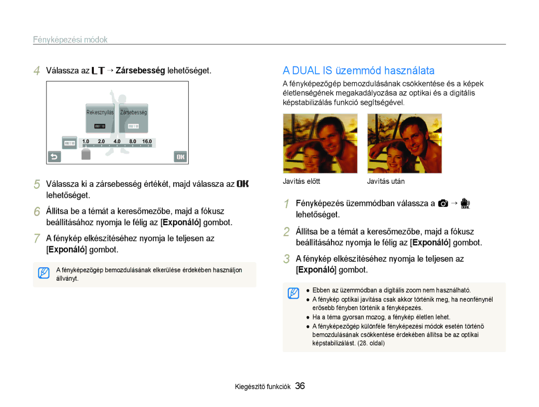 Samsung EC-ST600ZBPGE3 manual Dual is üzemmód használata, Válassza az, Fényképezés üzemmódban válassza a a ““d lehetőséget 