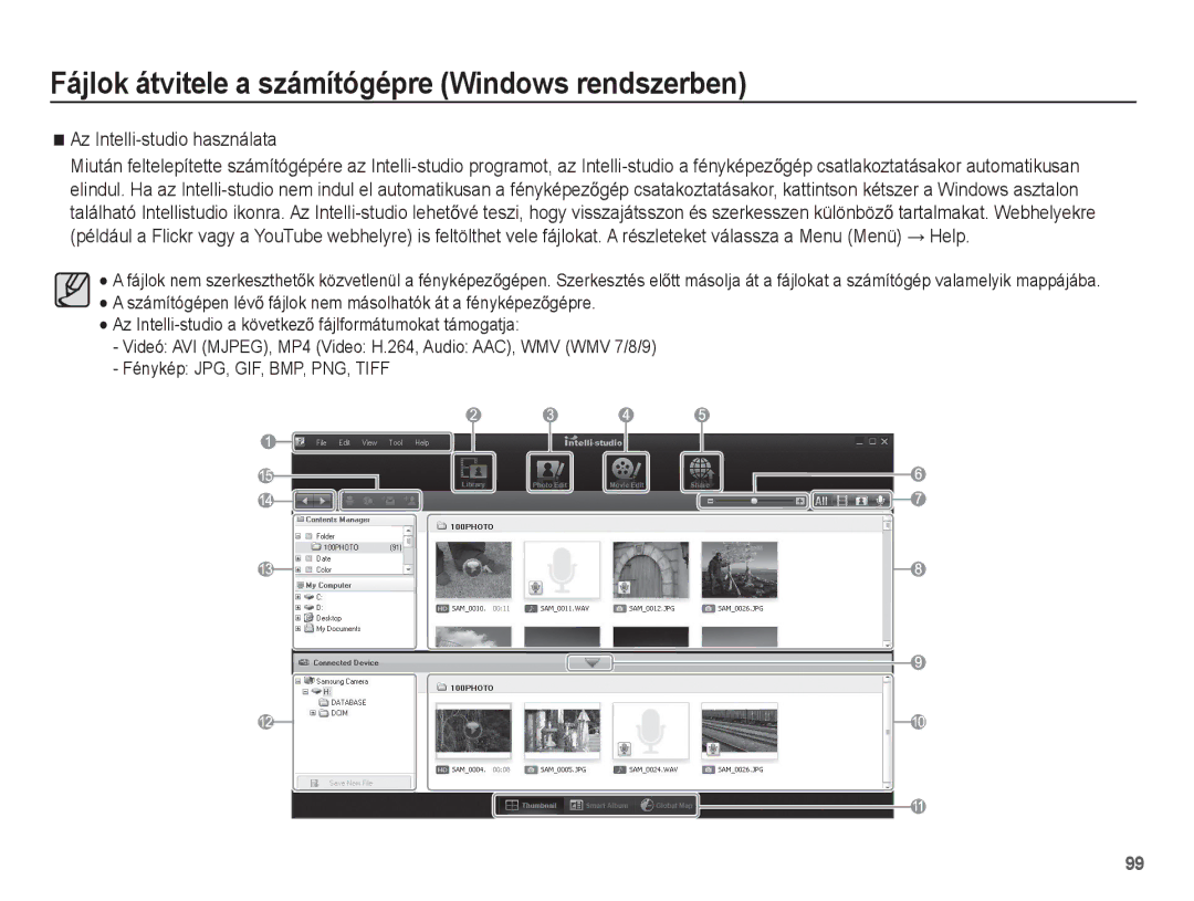 Samsung EC-ST60ZZBPRE3, EC-ST60ZZBPBE1, EC-ST60ZZBPSIT, EC-ST60ZZBPRIT, EC-ST60ZZBPBIT manual Az Intelli-studio használata 