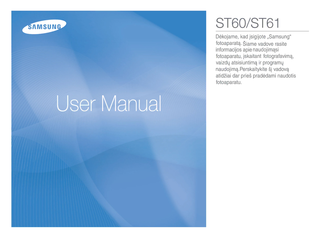 Samsung EC-ST60ZZBPSE1, EC-ST60ZZBPLE1, EC-ST60ZZBPRE1, EC-ST61ZZBPRE1, EC-WP10ZZBPUE1 manual Quick Start Manual 