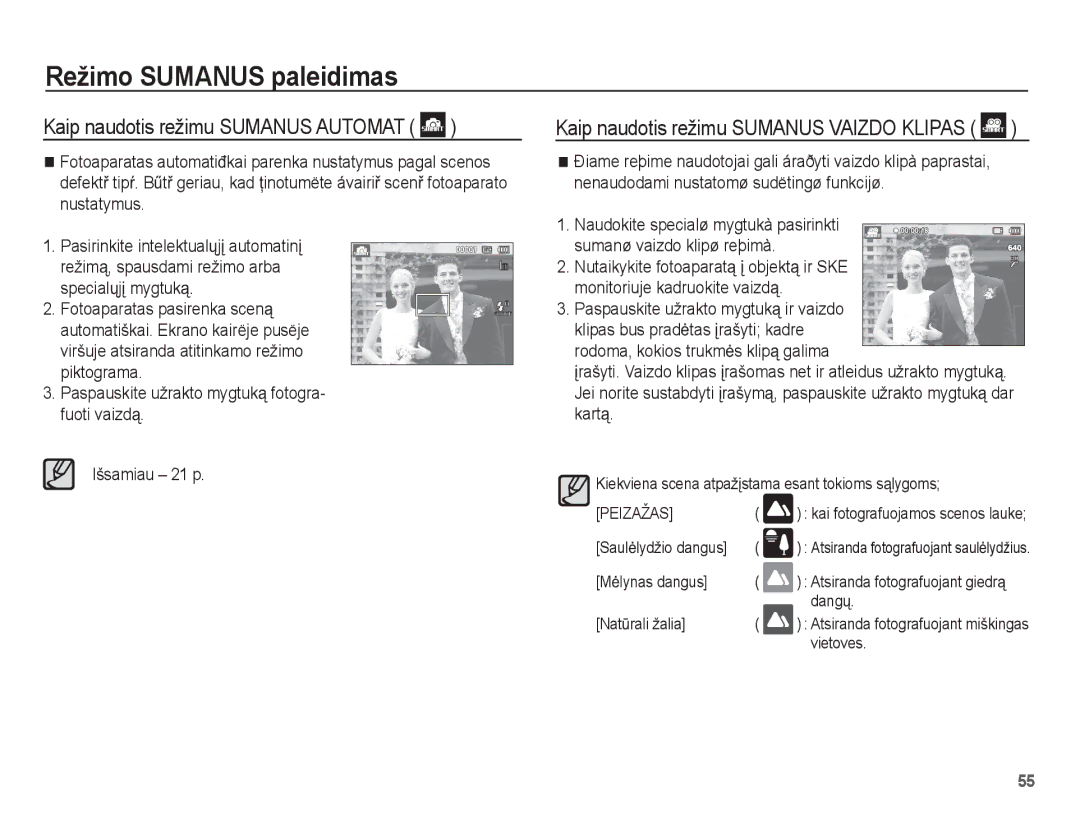 Samsung EC-ST60ZZBPRRU, EC-ST60ZZBPBE2, EC-ST60ZZBPSE2, EC-ST60ZZBPLRU, EC-ST60ZZBPSRU manual Natǌrali žalia, Vietoves 