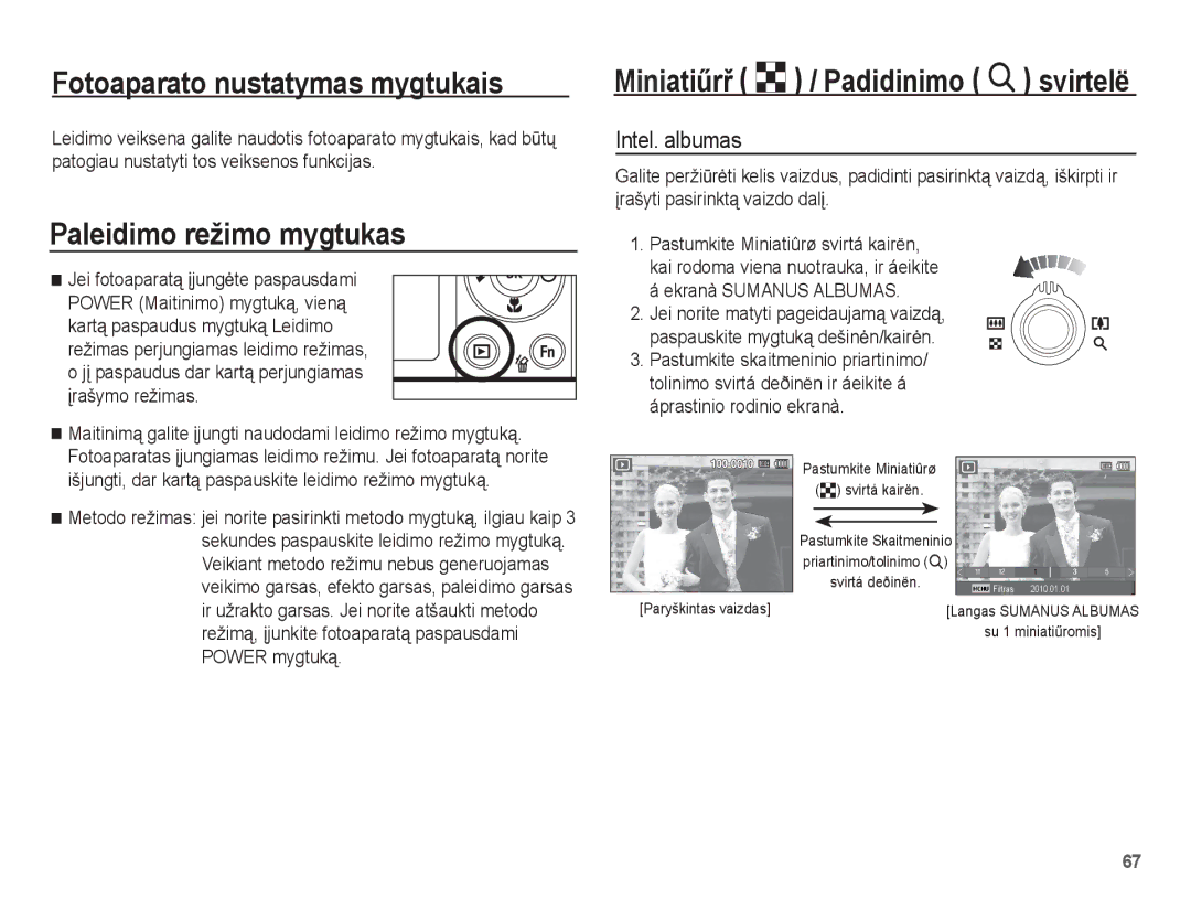 Samsung EC-ST60ZZBPRRU, EC-ST60ZZBPBE2 Paleidimo režimo mygtukas, MiniatiĦrĜ º / Padidinimo í svirtelë, Intel. albumas 