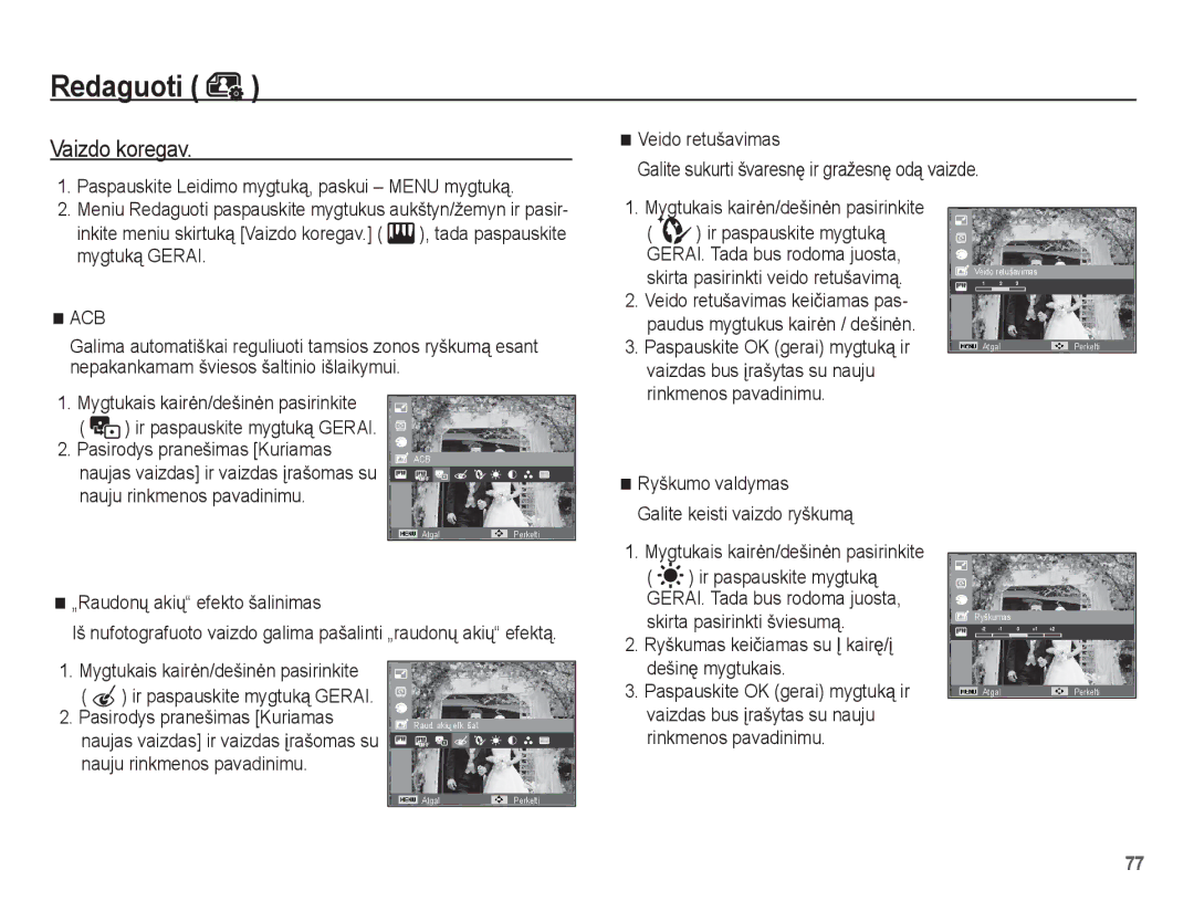 Samsung EC-ST60ZZBPBE2 manual Ir paspauskite mygtuką, Vaizdas bus Ƴrašytas su nauju, Rinkmenos pavadinimu, DešinĊ mygtukais 