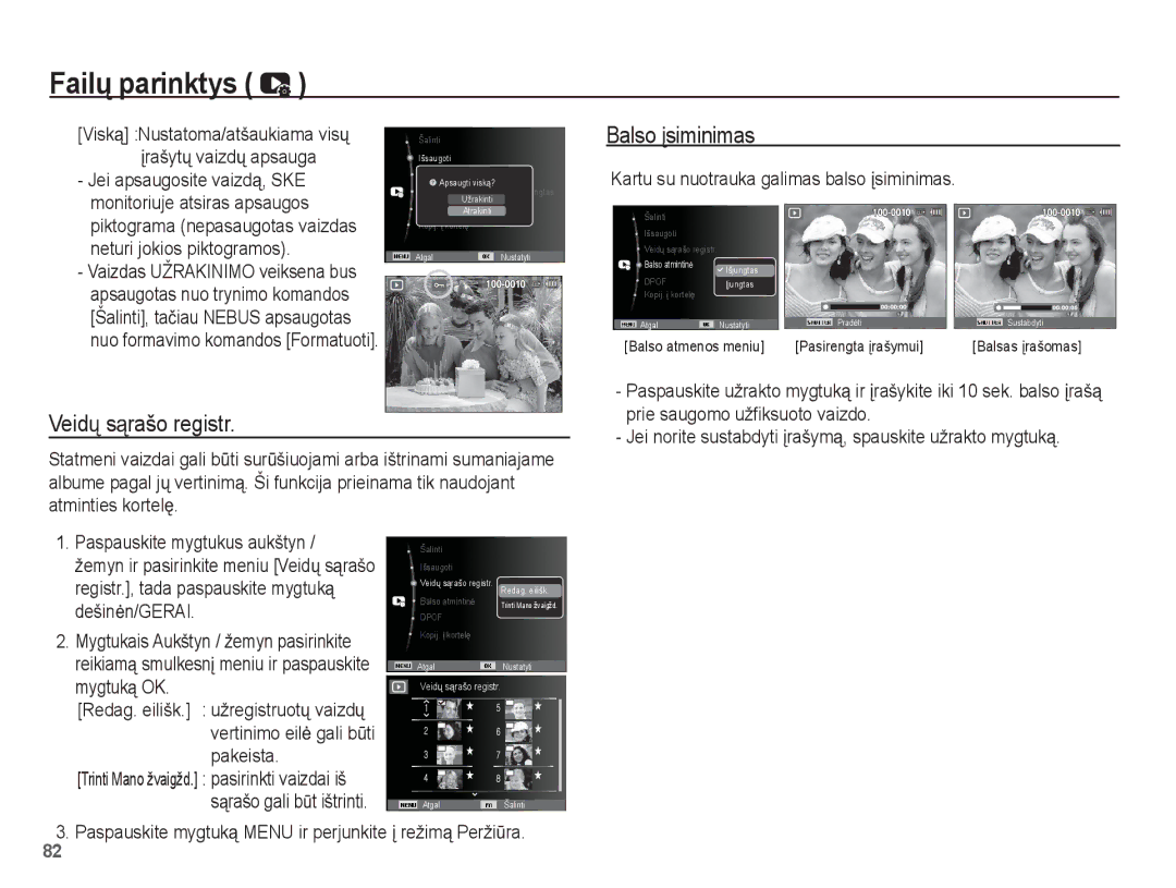 Samsung EC-ST60ZZBPBRU, EC-ST60ZZBPBE2, EC-ST60ZZBPSE2 Veidǐ sąrašo registr, Kartu su nuotrauka galimas balso Ƴsiminimas 