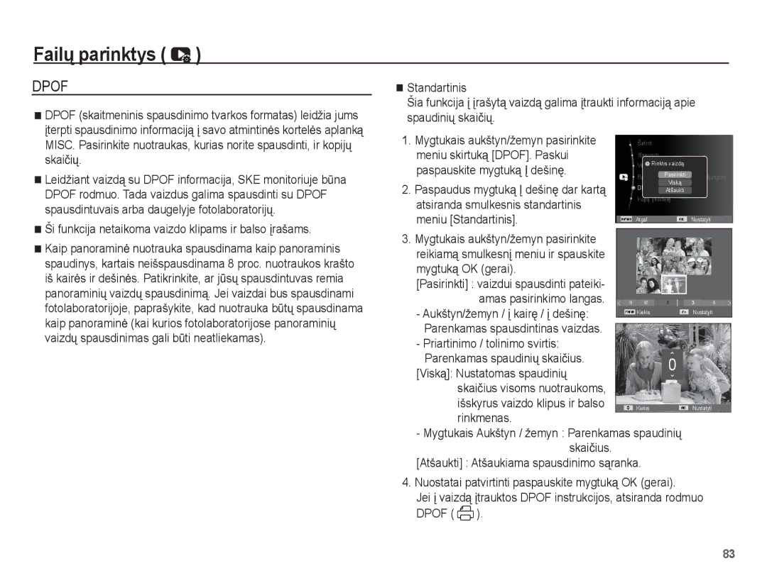 Samsung EC-ST60ZZBPBE2 manual Ši funkcija netaikoma vaizdo klipams ir balso Ƴrašams, Parenkamas spausdintinas vaizdas 