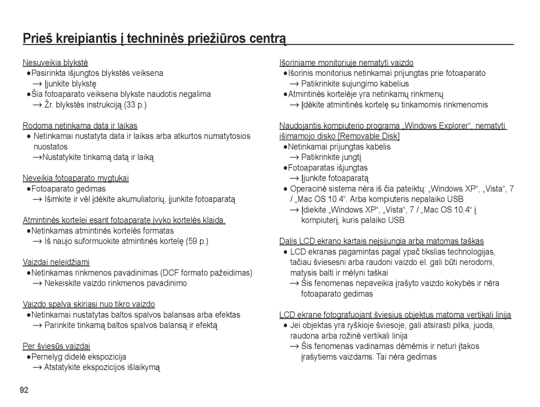 Samsung EC-ST60ZZBPLRU, EC-ST60ZZBPBE2, EC-ST60ZZBPSE2, EC-ST60ZZBPRRU manual Vaizdo spalva skiriasi nuo tikro vaizdo 