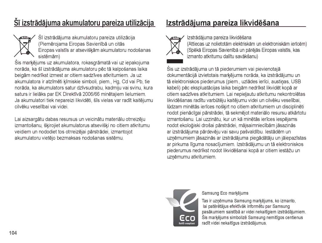 Samsung EC-ST60ZZBPLRU manual IzstrƗdƗjuma pareiza likvidƝšana, Ar izstrƗdƗjuma pƗrdevƝju vai savu pašvaldƯbu. IestƗdƝm un 