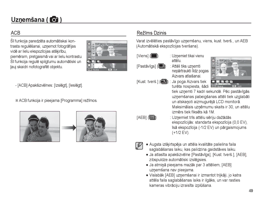 Samsung EC-ST60ZZBPRRU, EC-ST60ZZBPBE2, EC-ST60ZZBPSE2, EC-ST60ZZBPLRU, EC-ST60ZZBPSRU, EC-ST60ZZBPBRU manual RežƯms Dzinis 