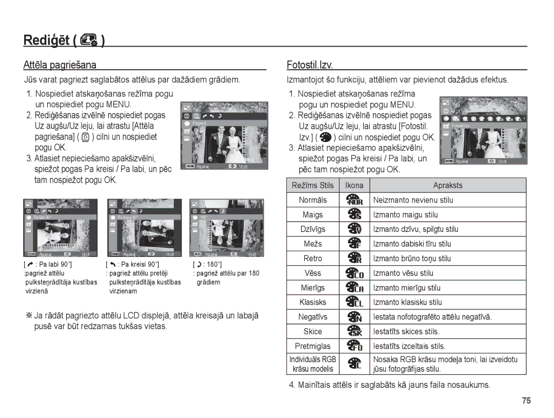 Samsung EC-ST60ZZBPSRU, EC-ST60ZZBPBE2, EC-ST60ZZBPSE2, EC-ST60ZZBPRRU, EC-ST60ZZBPLRU, EC-ST60ZZBPBRU manual AttƝla pagriešana 