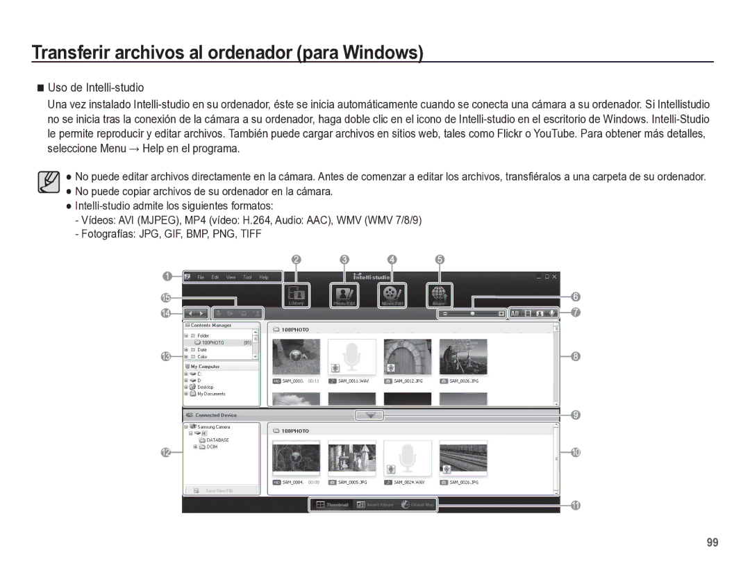 Samsung EC-ST60ZZBPRE1, EC-ST60ZZBPLE1, EC-ST60ZZBPBE1 manual Uso de Intelli-studio 