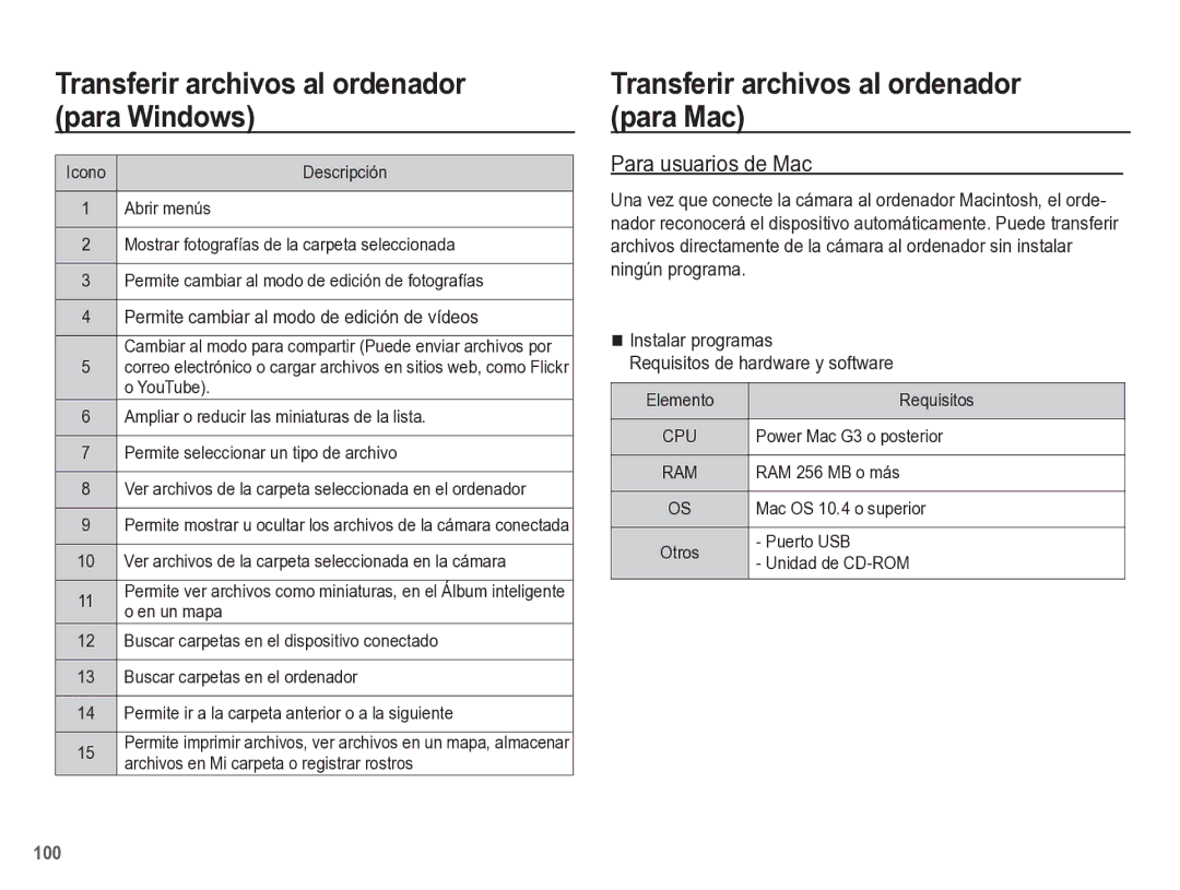 Samsung EC-ST60ZZBPBE1, EC-ST60ZZBPLE1, EC-ST60ZZBPRE1 manual Transferir archivos al ordenador para Mac, Para usuarios de Mac 