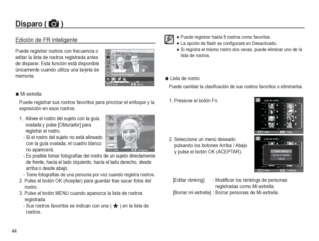 Samsung EC-ST60ZZBPLE1, EC-ST60ZZBPRE1, EC-ST60ZZBPBE1 manual Edición de FR inteligente 