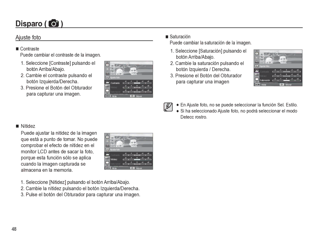 Samsung EC-ST60ZZBPRE1, EC-ST60ZZBPLE1, EC-ST60ZZBPBE1 manual Ajuste foto, Nitidez 