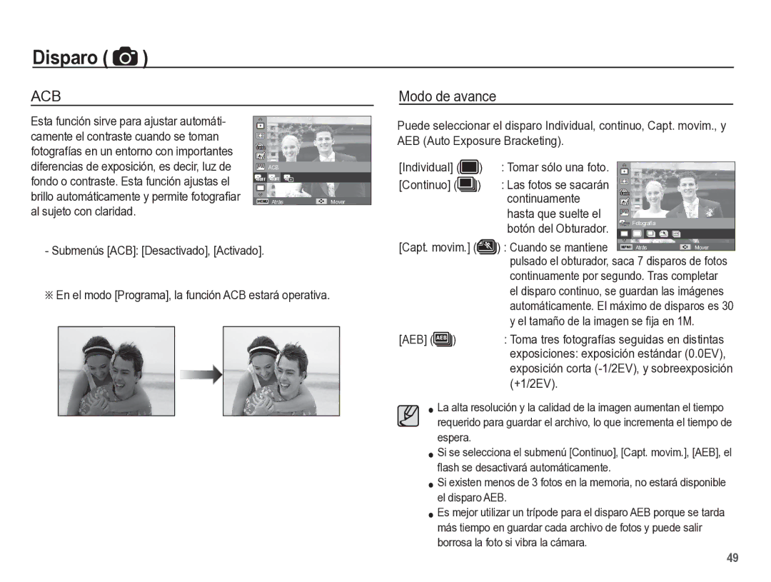 Samsung EC-ST60ZZBPBE1, EC-ST60ZZBPLE1, EC-ST60ZZBPRE1 manual Modo de avance 