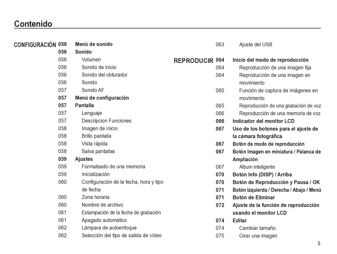 Samsung EC-ST60ZZBPLE1 manual Formateado de una memoria Inicialización 060, De fecha, Zona horaria Nombre de archivo 061 