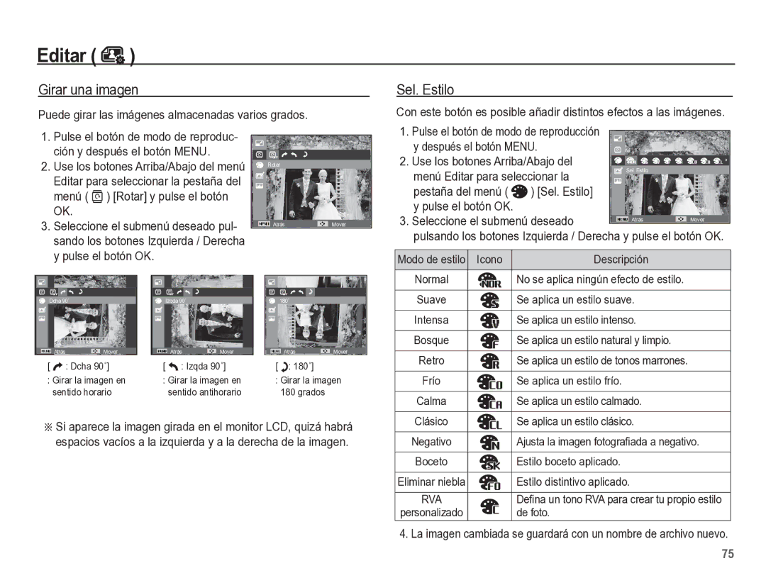 Samsung EC-ST60ZZBPRE1 manual Girar una imagen, Puede girar las imágenes almacenadas varios grados, Pulse el botón OK 