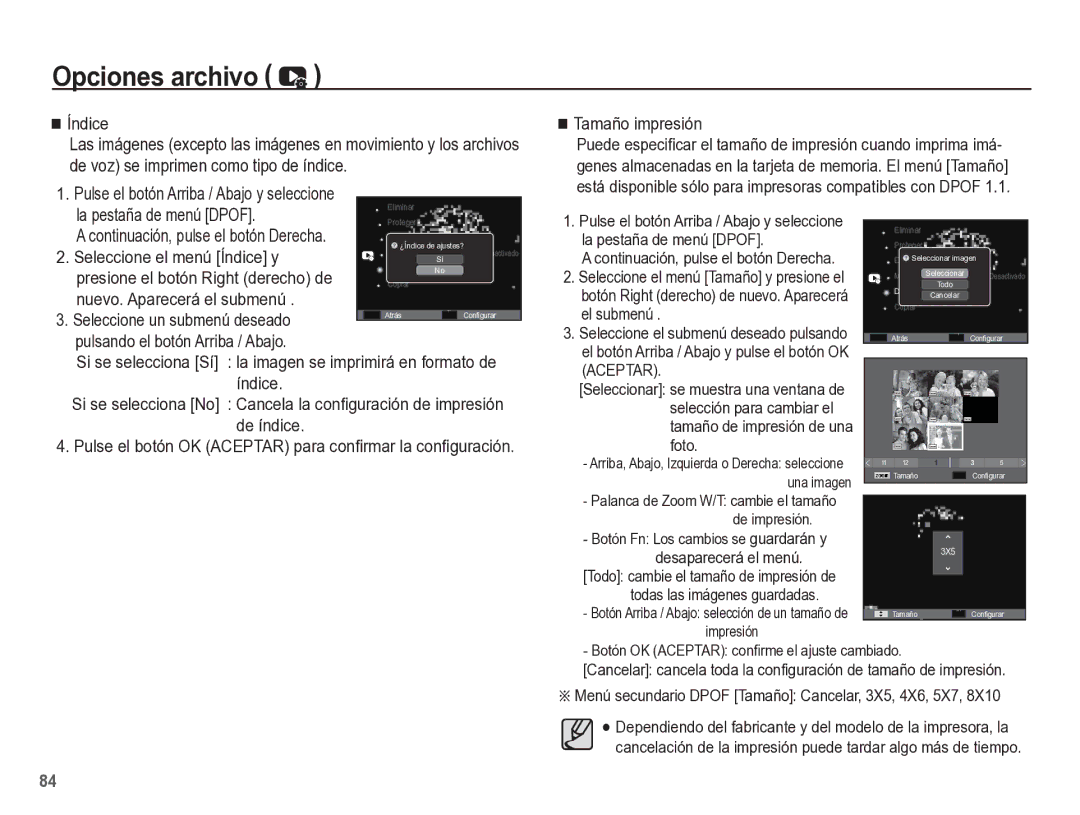 Samsung EC-ST60ZZBPRE1 manual Seleccione el menú Índice y, Nuevo. Aparecerá el submenú Seleccione un submenú deseado 