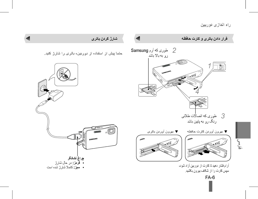 Samsung EC-ST60ZZBPSE1, EC-ST60ZZBPLE1, EC-ST60ZZBPRE1 manual FA-6, یرتاب ندرک ژراش هظفاح تراک و یرتاب نداد رارق, رگناشن غارچ 