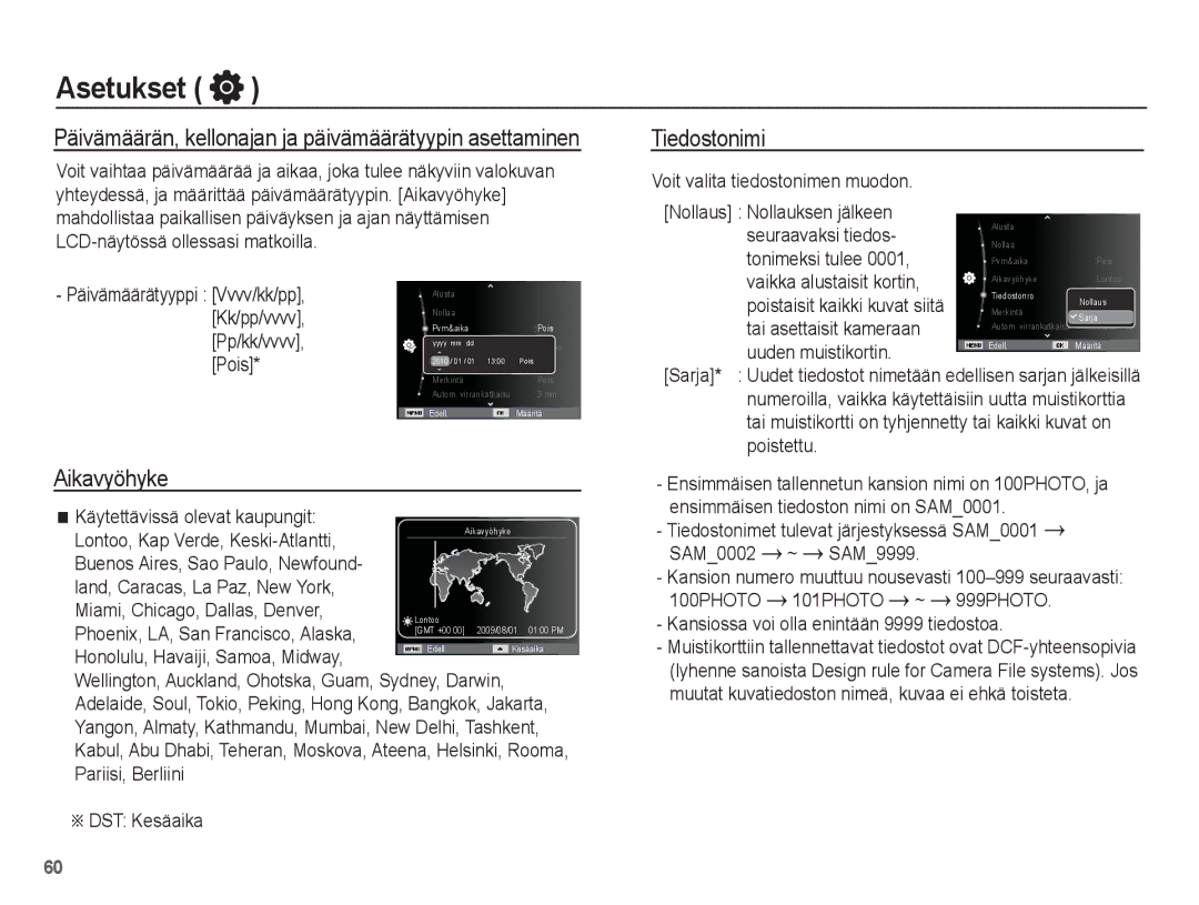 Samsung EC-ST61ZZBPLE2, EC-ST60ZZBPLE2, EC-ST60ZZBPRE2, EC-ST61ZZBPRE2, EC-ST60ZZBPBE2 manual Aikavyöhyke, Tiedostonimi 