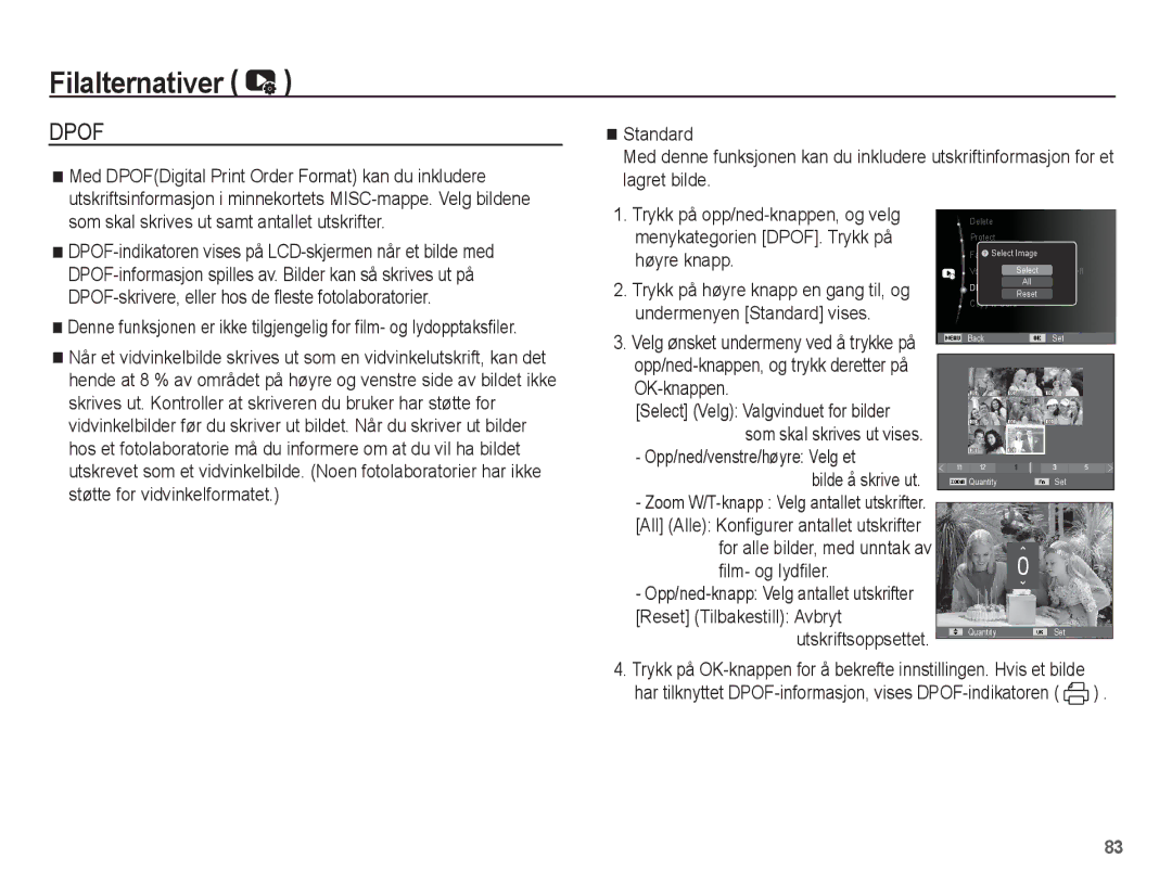 Samsung EC-ST60ZZBPSE2, EC-ST60ZZBPLE2, EC-ST60ZZBPRE2, EC-ST61ZZBPRE2 manual Opp/ned/venstre/høyre Velg et, Film- og lydfiler 