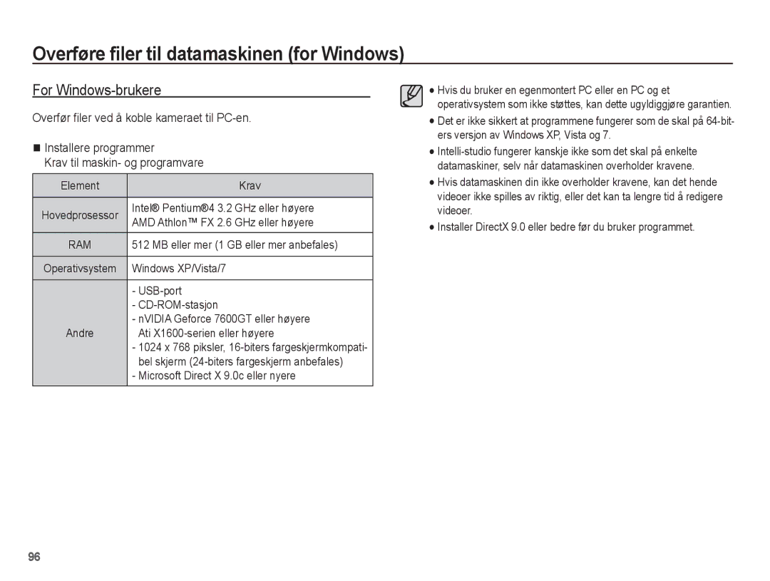 Samsung EC-ST60ZZBPRE2, EC-ST60ZZBPLE2, EC-ST61ZZBPRE2 Overføre filer til datamaskinen for Windows, For Windows-brukere 