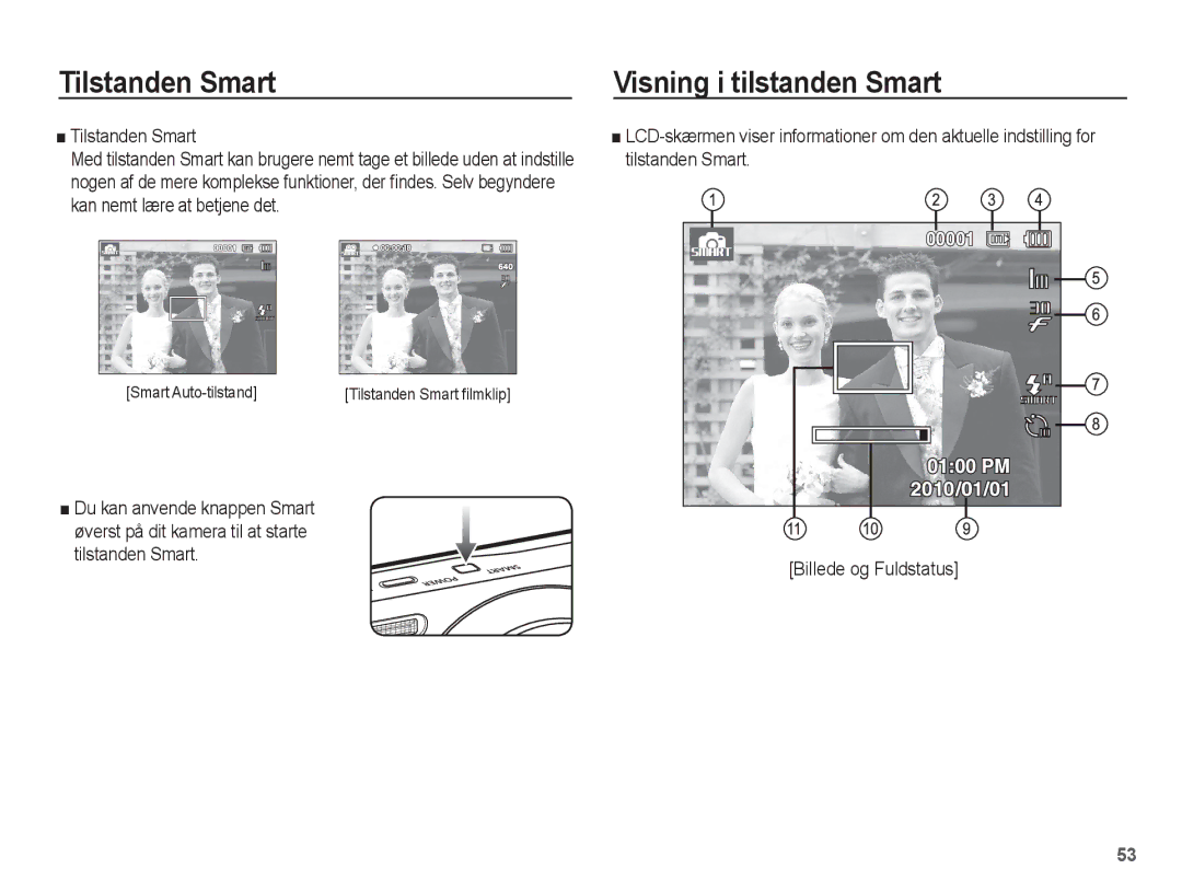 Samsung EC-ST61ZZBPSE2, EC-ST60ZZBPLE2, EC-ST60ZZBPRE2 Tilstanden Smart, Visning i tilstanden Smart, Smart Auto-tilstand 