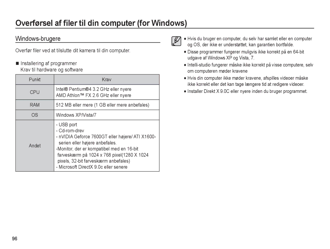 Samsung EC-ST60ZZBPRE2, EC-ST60ZZBPLE2, EC-ST61ZZBPRE2 Overførsel af filer til din computer for Windows, Windows-brugere 