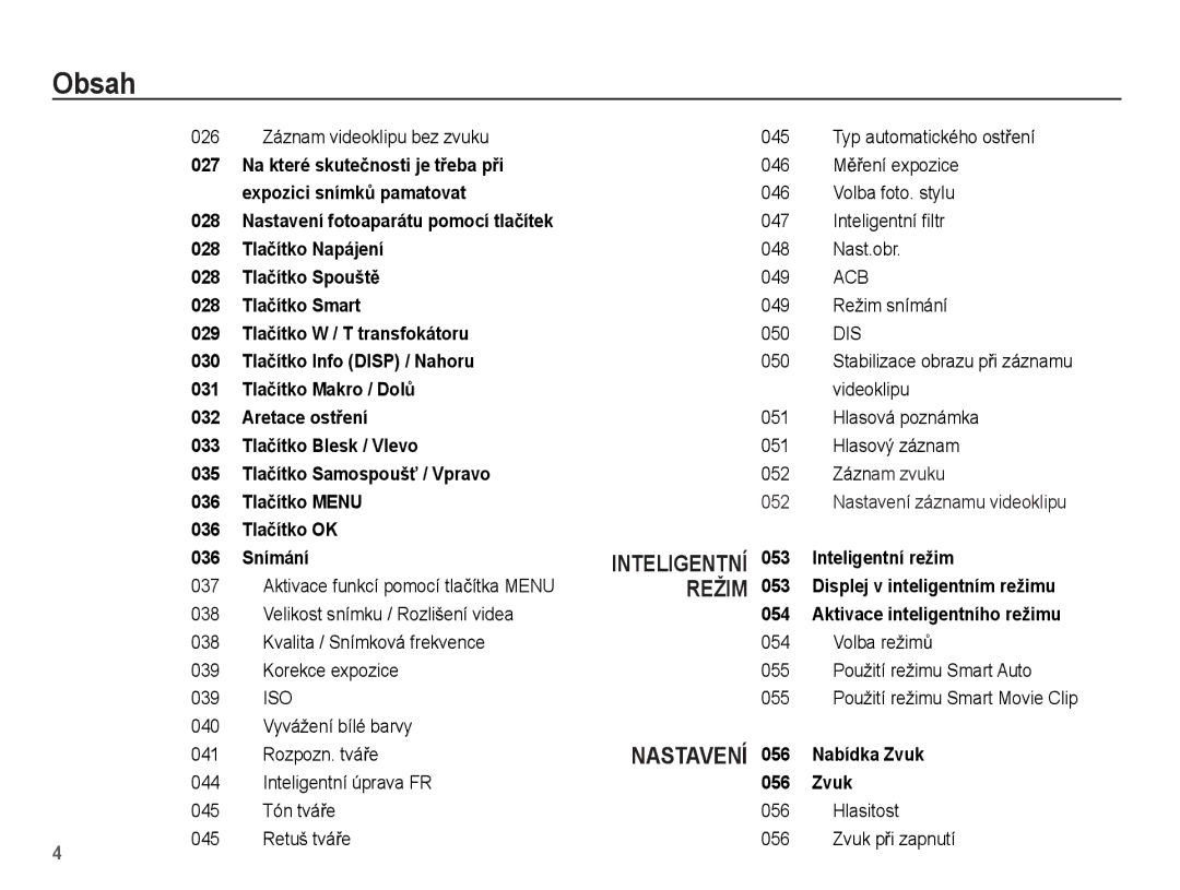 Samsung EC-ST60ZZBPBE3, EC-ST60ZZBPRE3, EC-ST60ZZBPSE3, EC-ST60ZZBPLE3 manual Záznam zvuku, 052, Nastavení záznamu videoklipu 