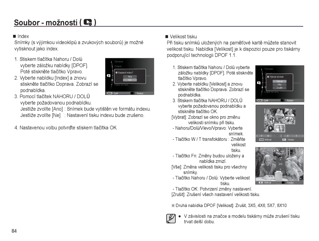 Samsung EC-ST60ZZBPBE3, EC-ST60ZZBPRE3 manual Vyberte nabídku Index a znovu, Podnabídka Pomocí tlaþítek Nahoru / DOLģ 