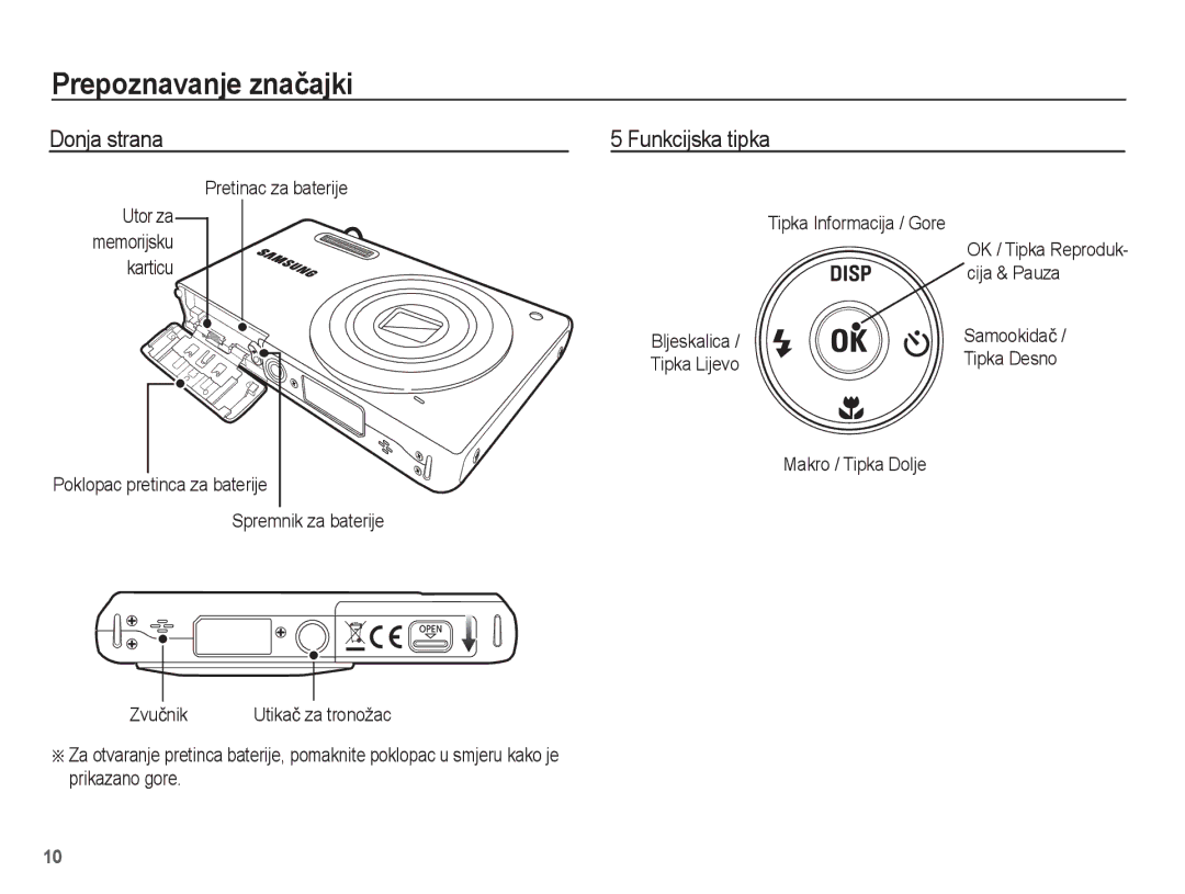 Samsung EC-ST60ZZBPLE3, EC-ST60ZZBPRE3, EC-ST60ZZBPBE3, EC-ST60ZZBPSE3 manual Donja strana, Funkcijska tipka 