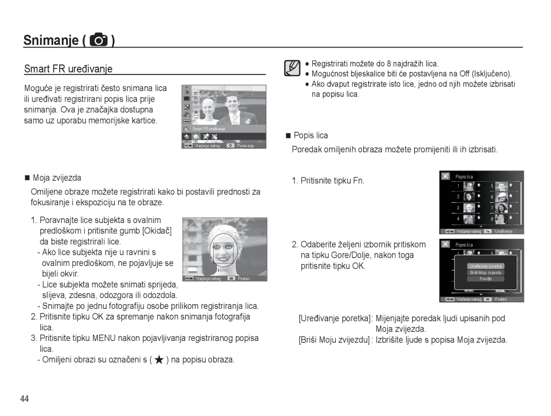 Samsung EC-ST60ZZBPBE3, EC-ST60ZZBPRE3, EC-ST60ZZBPSE3, EC-ST60ZZBPLE3 manual Smart FR ureÿivanje, Pritisnite tipku OK 