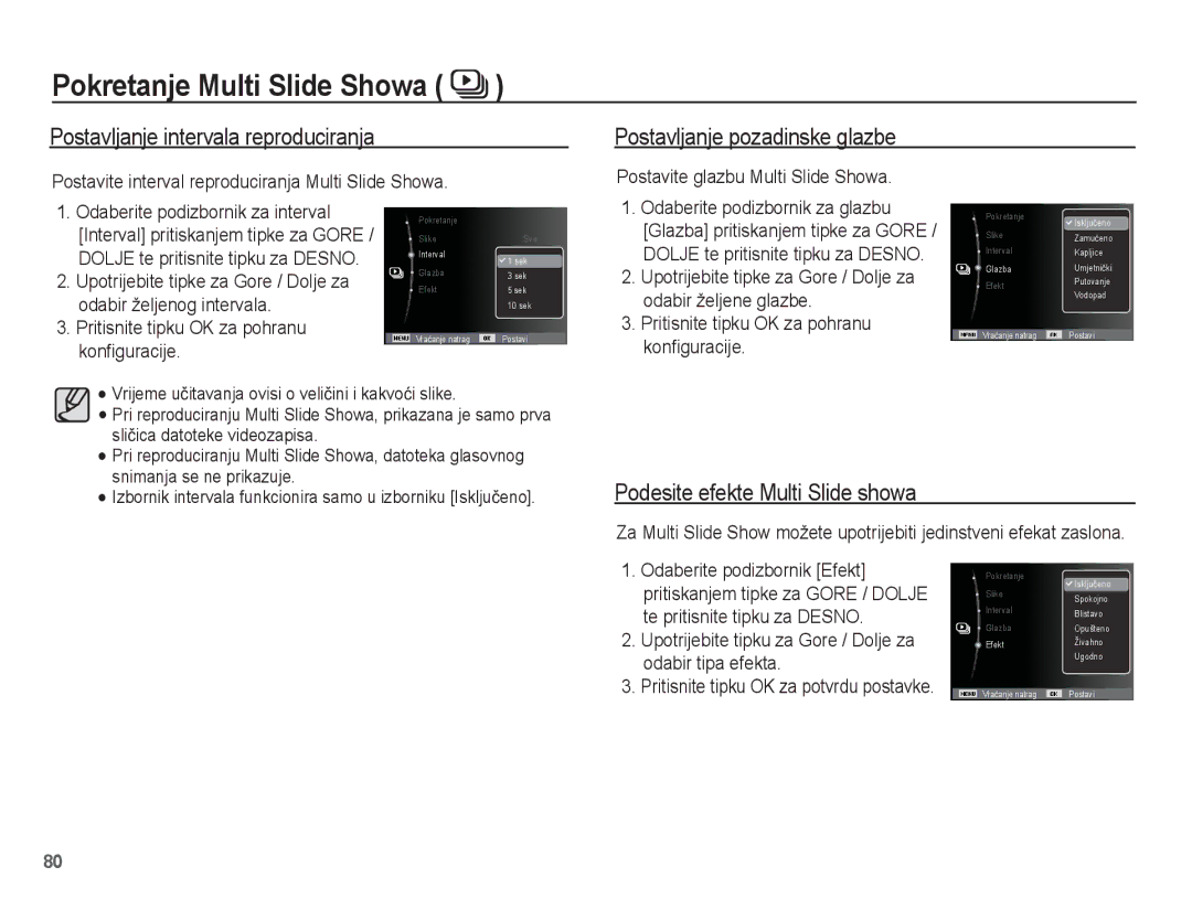 Samsung EC-ST60ZZBPBE3, EC-ST60ZZBPRE3, EC-ST60ZZBPSE3, EC-ST60ZZBPLE3 manual Podesite efekte Multi Slide showa 