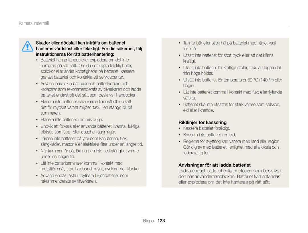 Samsung EC-ST65ZZBPRE2, EC-ST65ZZBPSE2, EC-ST65ZZBPUE2, EC-ST65ZZBPEE2 Använd bara äkta batterier och batteriladdare och 