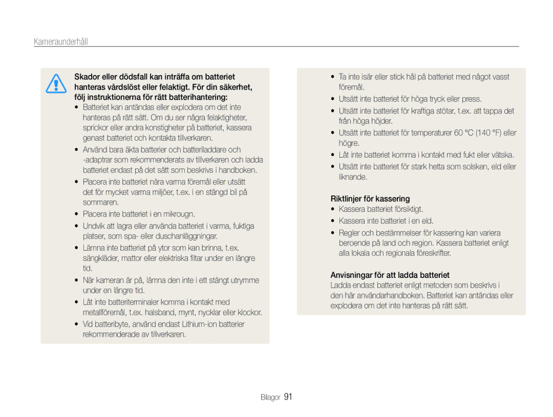 Samsung EC-ST65ZZBPRE2 manual Använd bara äkta batterier och batteriladdare och, Anvisningar för att ladda batteriet 